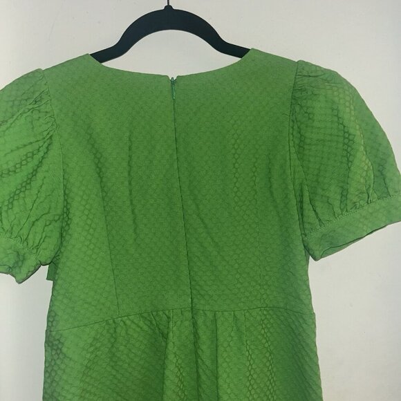 Voom by Joy Han Vintage Green Short Sleeve Dress With Bow Detail Size Small - Picture 6 of 11